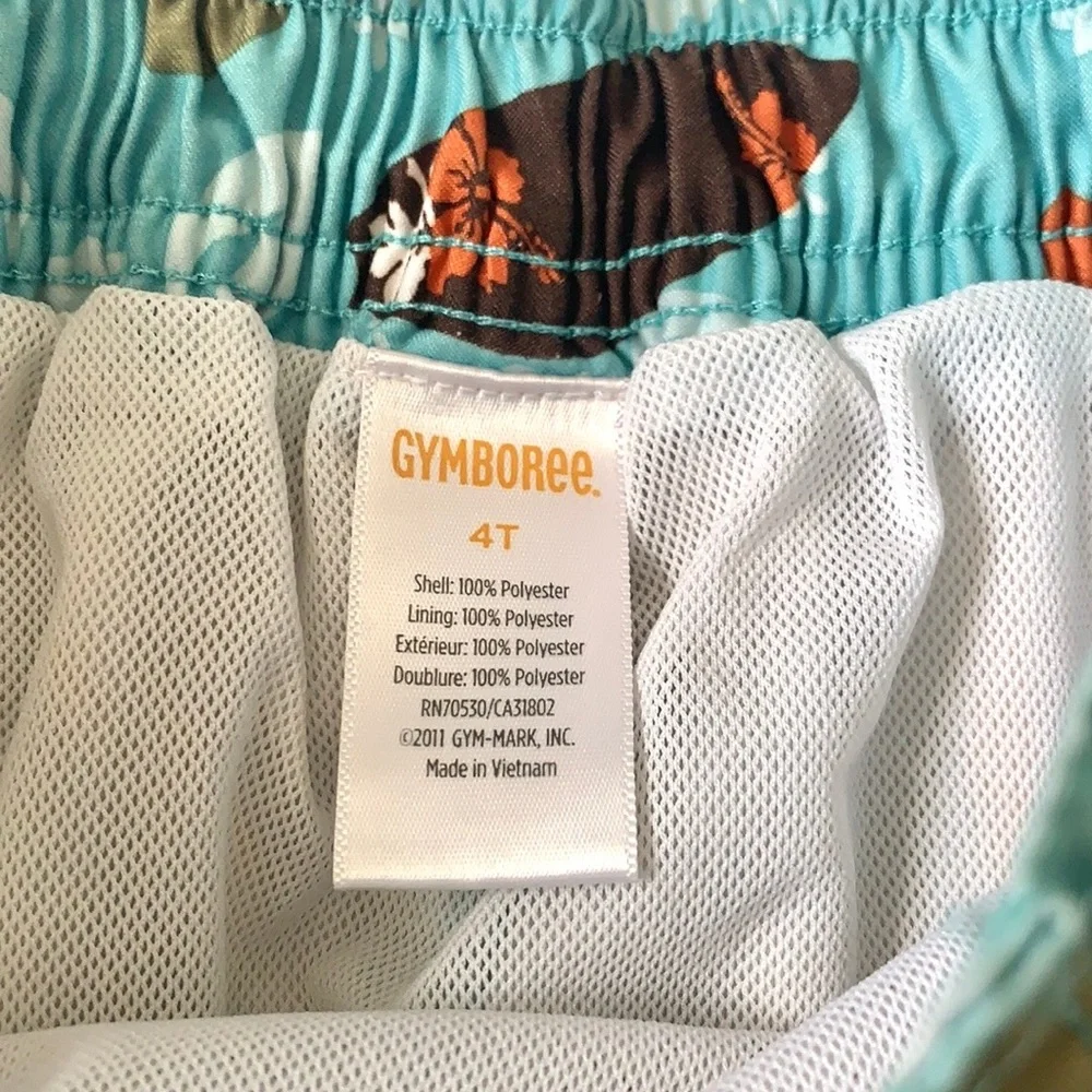 Gymboree Boys 4T Swimsuit Swim Trunks Shorts Summer Teal Surfboard Print Size 4